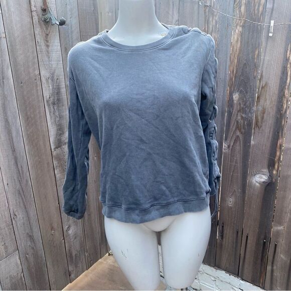 RtA Gray Braided Sleeve Detail Crew Neck Cotton Sweatshirt size XS - Picture 8 of 11